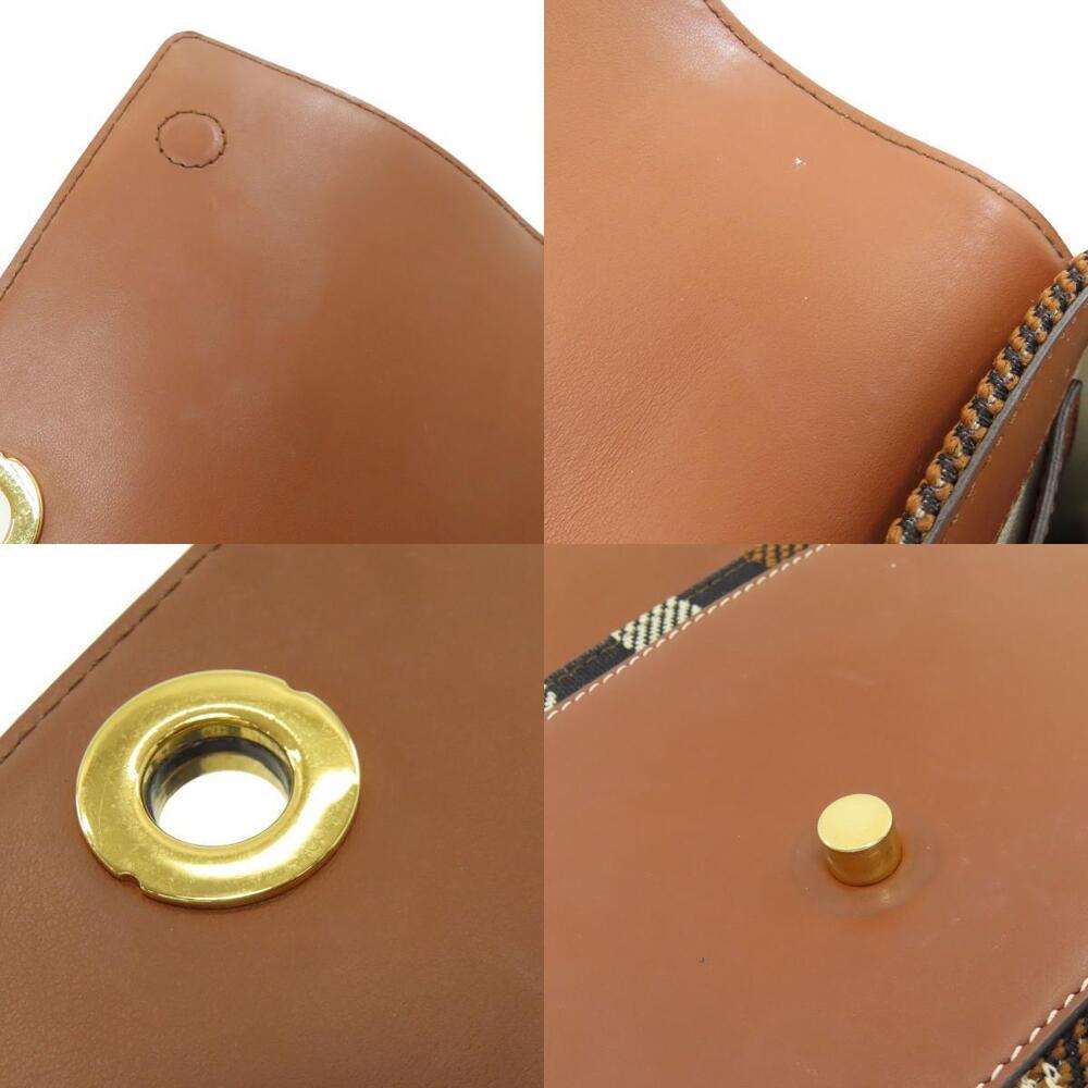 Burberry Check Shoulder Bag Canvas Leather - Picture 6 of 11